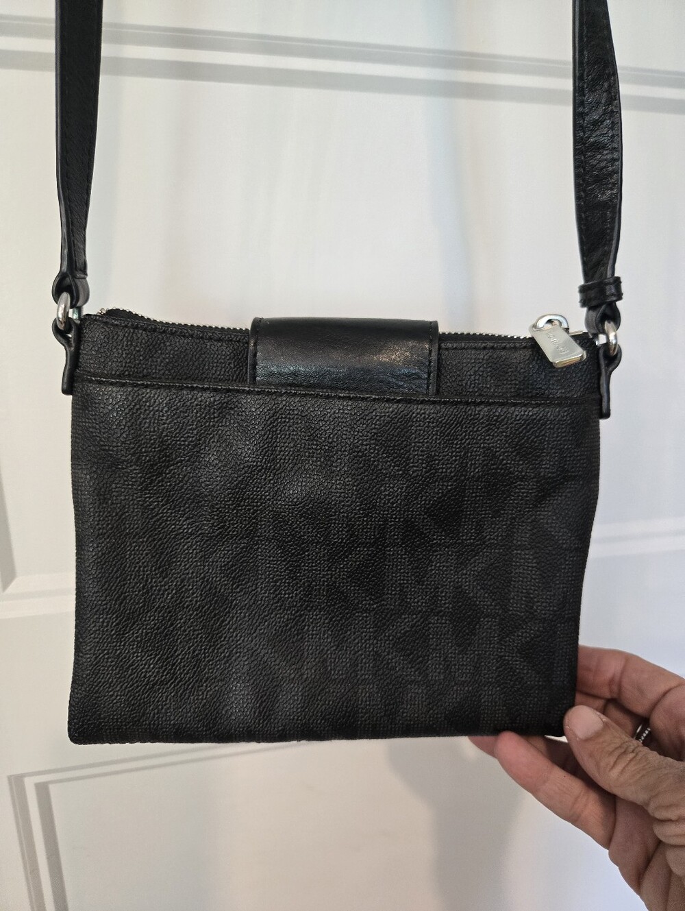 Michael Kors Black and Gunmetal Signature MK Crossbody Bag - Picture 7 of 7